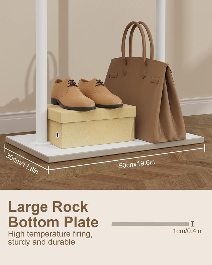Stabil Metall Garderobenständer, Grosse Freistehend Kleiderbügel Stand mit Rock Slab Base und 2 Hake