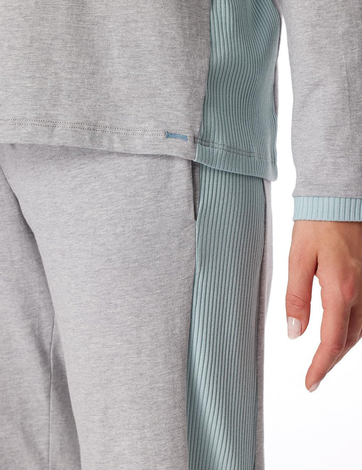 Schiesser Damen Schlafanzug lang Baumwolle - Nightwear 50 Dunkelgrau-mel._181242, 50 Dunkelgrau-mel.