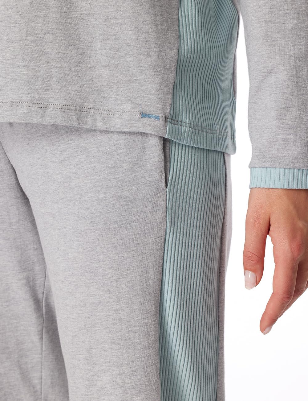 Schiesser Damen Schlafanzug lang Baumwolle - Nightwear 50 Dunkelgrau-mel._181242, 50 Dunkelgrau-mel.