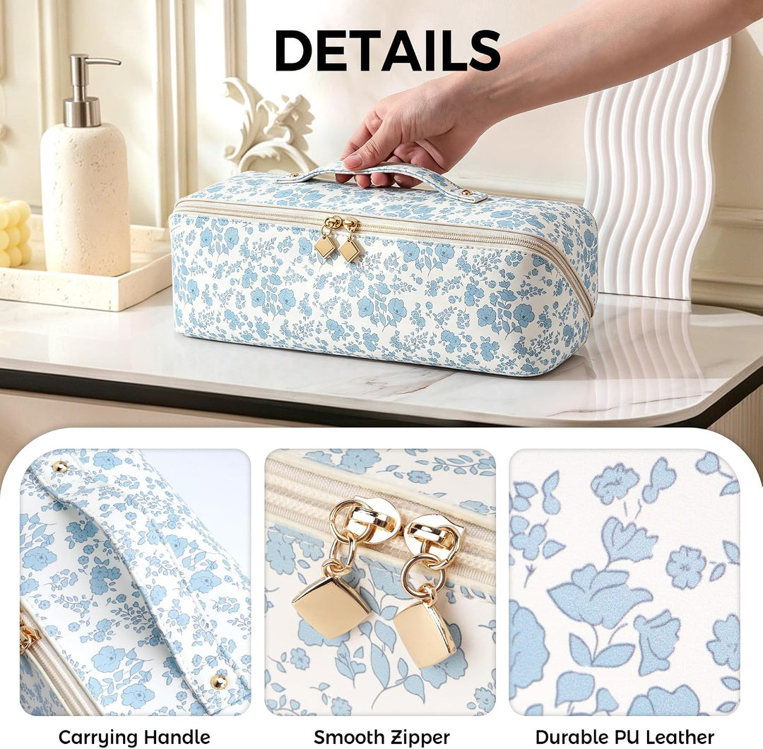 Reise Tasche für Dyson Airwrap Styler/Shark Flexstyle,Blumen Blau | Tragbare Reisen Lagerung Aufbewa