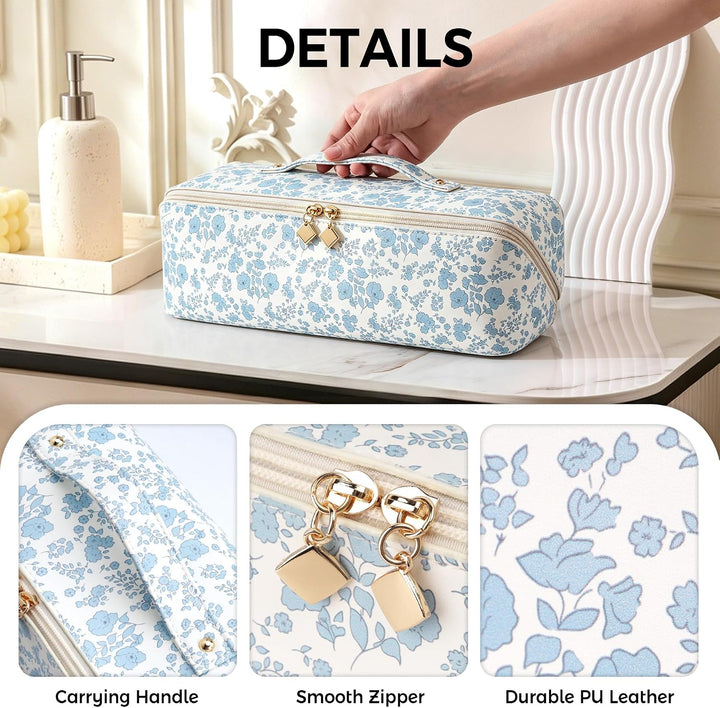 Reise Tasche für Dyson Airwrap Styler/Shark Flexstyle,Blumen Blau | Tragbare Reisen Lagerung Aufbewa