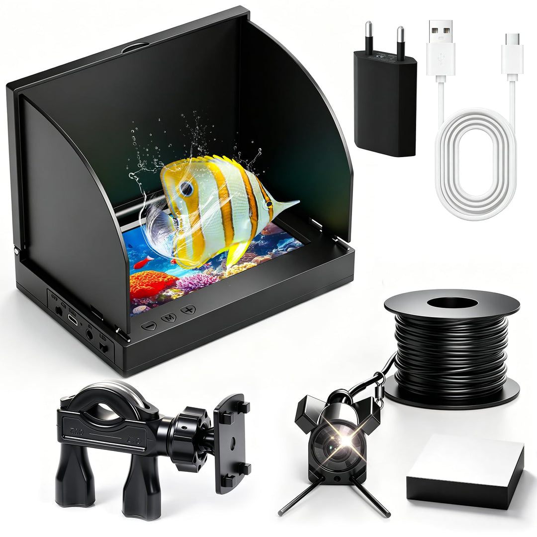 Unterwasserkamera Angeln,1080P HD Fischfinder mit 4.3-Zoll-LCD 15m Wasserdichtem IP68 Kabel 12 IR-Na