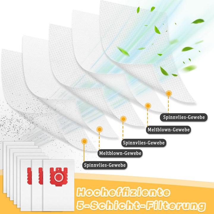 8 Stück Staubsaugerbeutel für Miele Hyclean Pure FJM Staubsauger Complete C1 Compact C1 C2 S24 S256i
