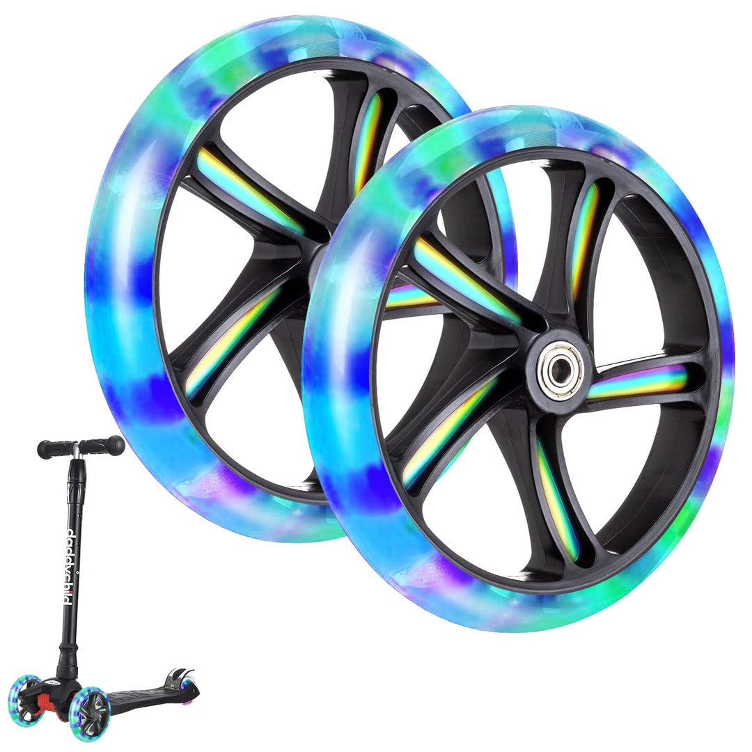 Leuchtende Stunt Scooter Rollen 2 Stück, 200mm LED Scooter Ersatzräder Räder, LED-Lichtrollen Mit AB
