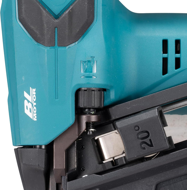 Makita DBN610Z 18 V LXT schnurloser 6,4 cm Finish-Nagler, 16-Gauge, 2 Brennmodi, abgewinkelte Nägel,