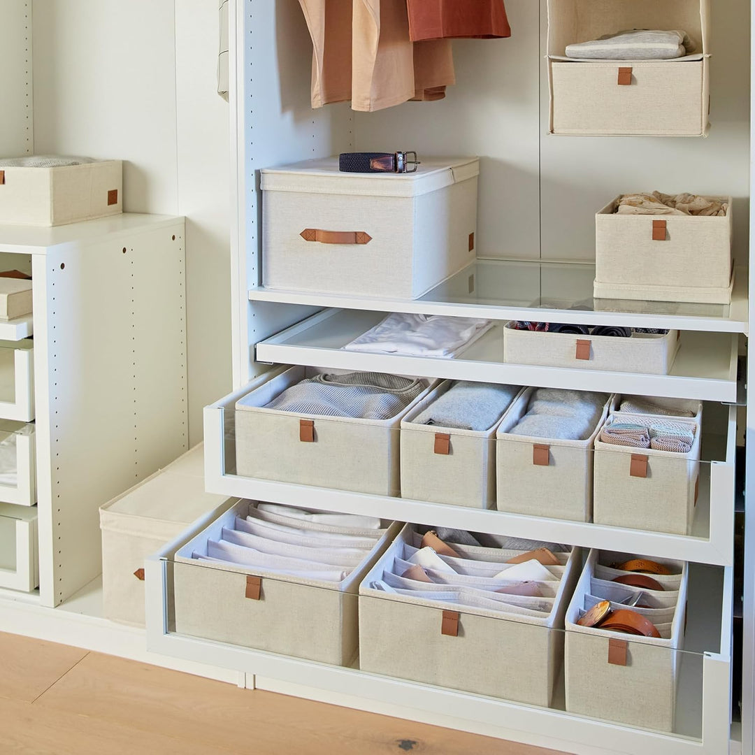 LOVE IT STORE IT Premium Aufbewahrungskorb 5-teilig - Schrank Organizer aus Leinen-Baumwoll-Mix - Ve