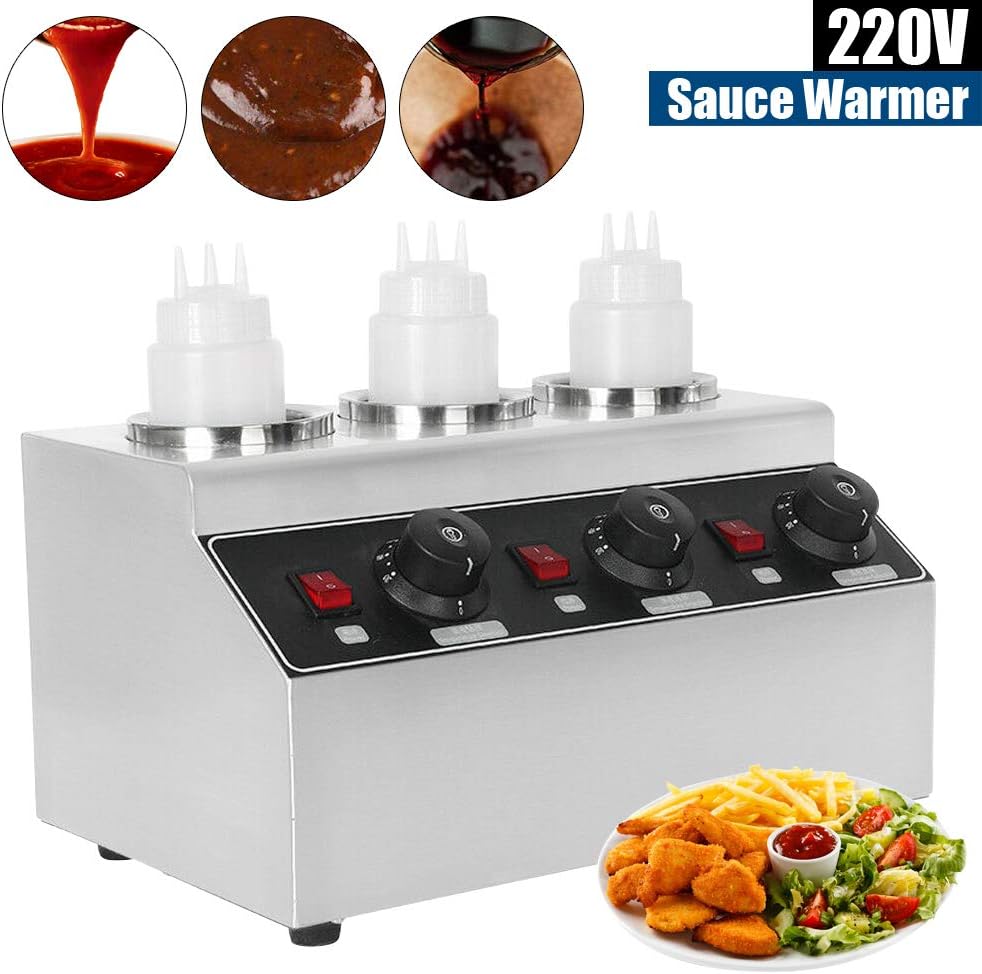 PUDLOR Edelstahl Schokoladenwärmer, 3 x Flaschen Saucenwärmer Saucen warmhalten 30 °C bis 85 °C 240W