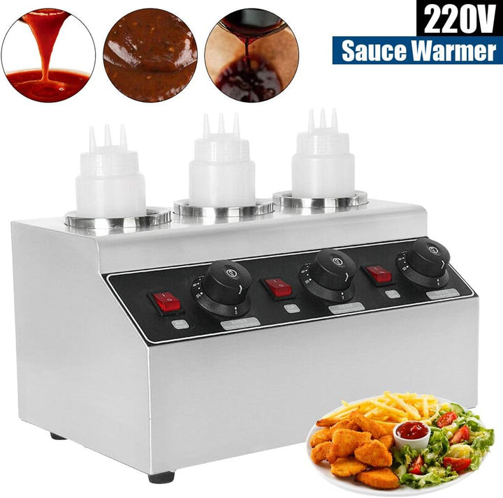 PUDLOR Edelstahl Schokoladenwärmer, 3 x Flaschen Saucenwärmer Saucen warmhalten 30 °C bis 85 °C 240W