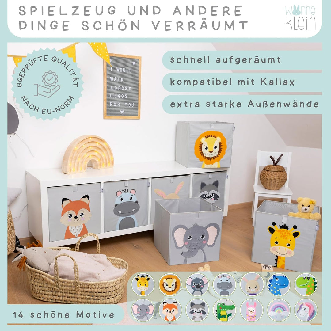 wonneklein Aufbewahrungsbox Kinder für Kallax Regal I Einsatz Kinderregal I Faltbox 33x33x33 Kinderz