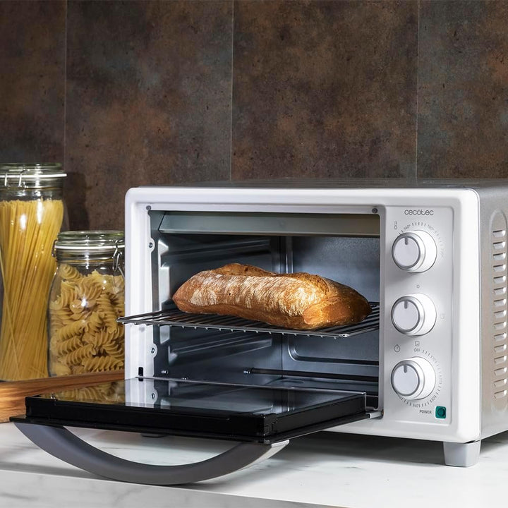 Cecotec Minibackofen Bake & Toast 2300 Weiss, 23 L, 1500 W, 3 Heizmodi, 60-Minuten-Timer, einstellba