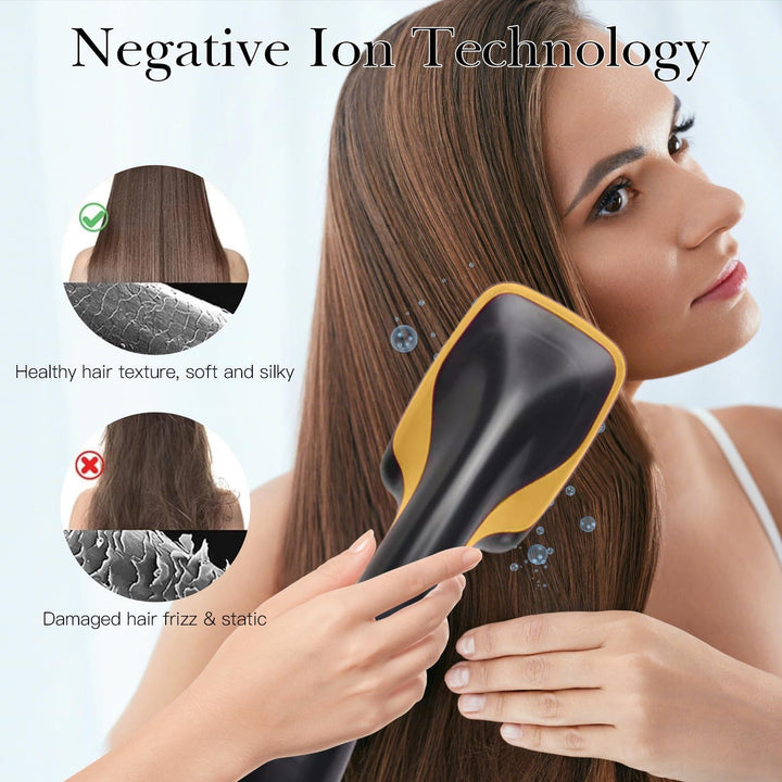 Haartrocknerbürste, 3 in 1 Negativ-Ionen-Haartrockner Heissluftbürste Haarstyling-Werkzeug, Glätteis