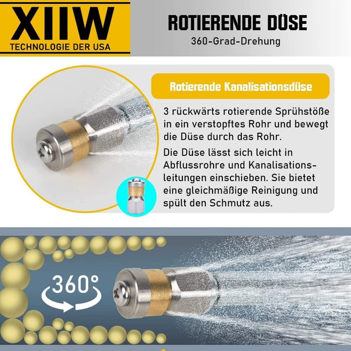 Rohrreinigungsschlauch Set 20m, 240 bar inkl. M22 Adapter, Düsen starr + rotierend für Kränzle Kärch