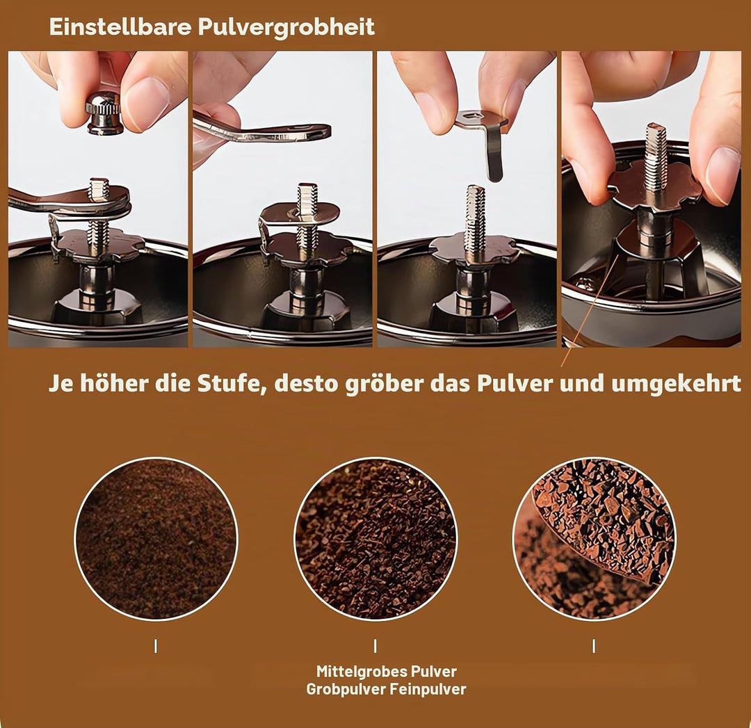Queen.Y kaffeemühle Manuell, Tragbare Retro-Bohnenmühle mit Holzschublade Manuelle Minimühle für Zuh