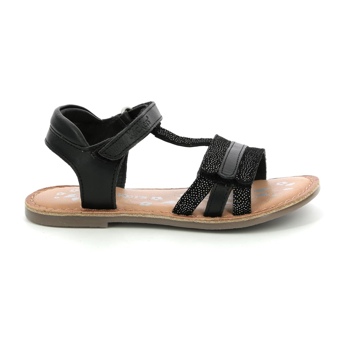 Kickers Mädchen Diamanto Sandale 25 EU Schwarz Glänzend, 25 EU Schwarz Glänzend