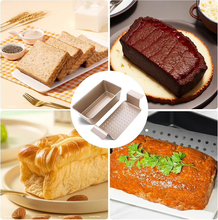 Generisch Brotbackform, Kastenform Brot, 2-in-1 Fleischpastetenform mit Ablaufrost, Backform Rechtec