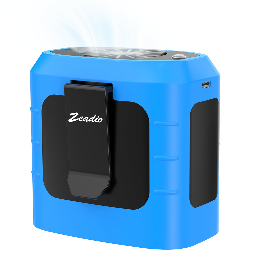 Zeadio Tragbarer Hüftclip-Ventilator, 10000mAh freihändiger Ventilator mit LED-Taschenlampe & Powerb