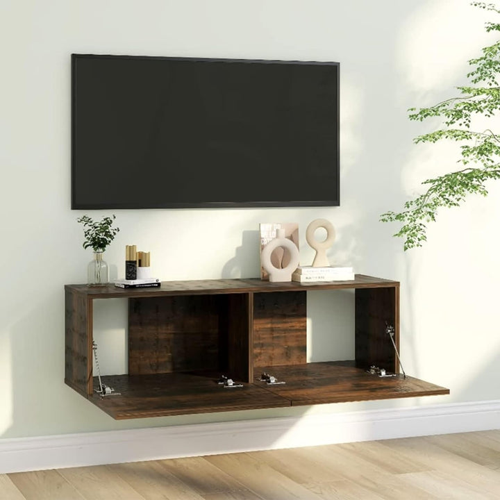 Festnight TV Wandboard Hängend Räuchereiche TV-Wandschrank Lowboard Hangend Hängeschränke Hänge TV B