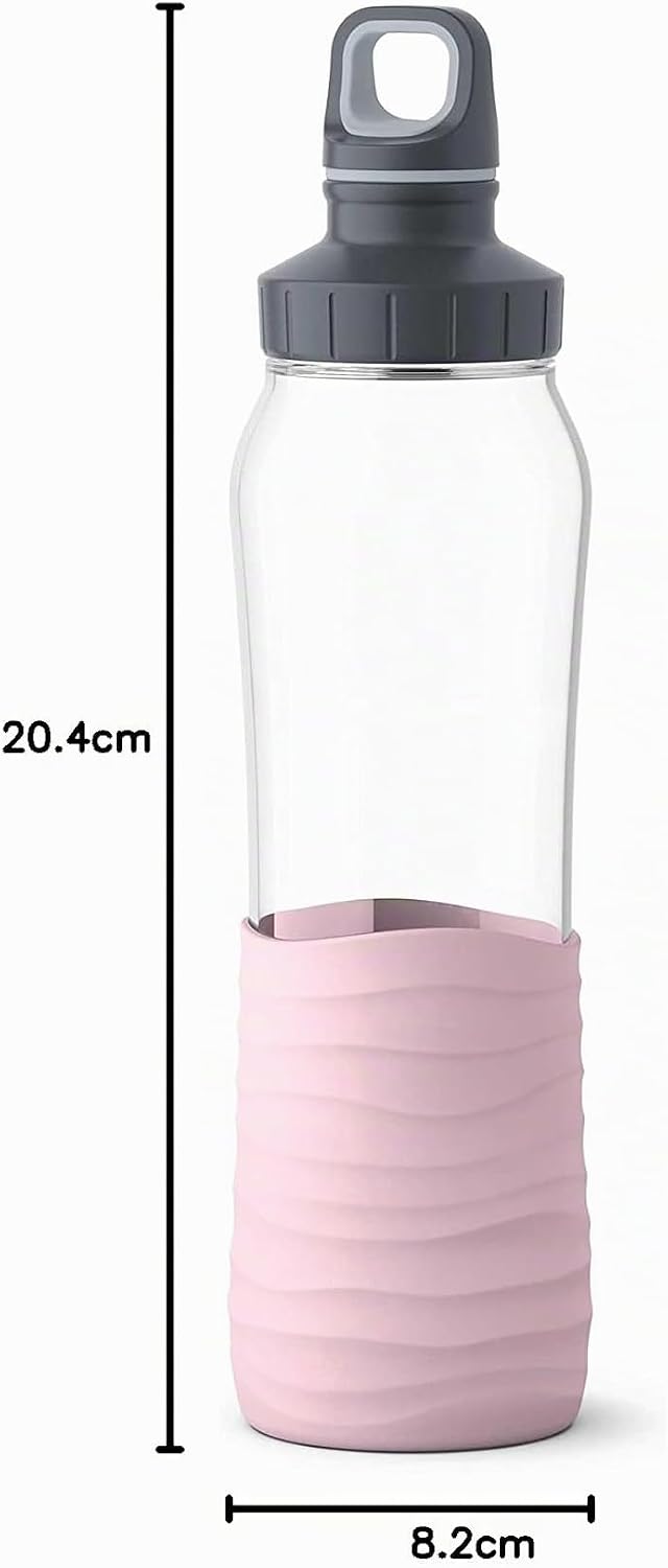 Emsa N31005 Drink2Go Glas Trinkflasche | Fassungsvermögen: 0,7 Liter| Schraubverschluss | 100% dicht