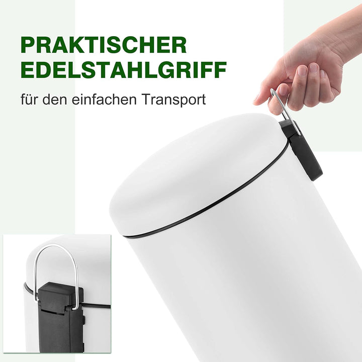 Ribelli 30L Mülleimer aus Edelstahl, Treteimer mit Inneneimer, Soft Closing Mülltrennung Abfalleimer