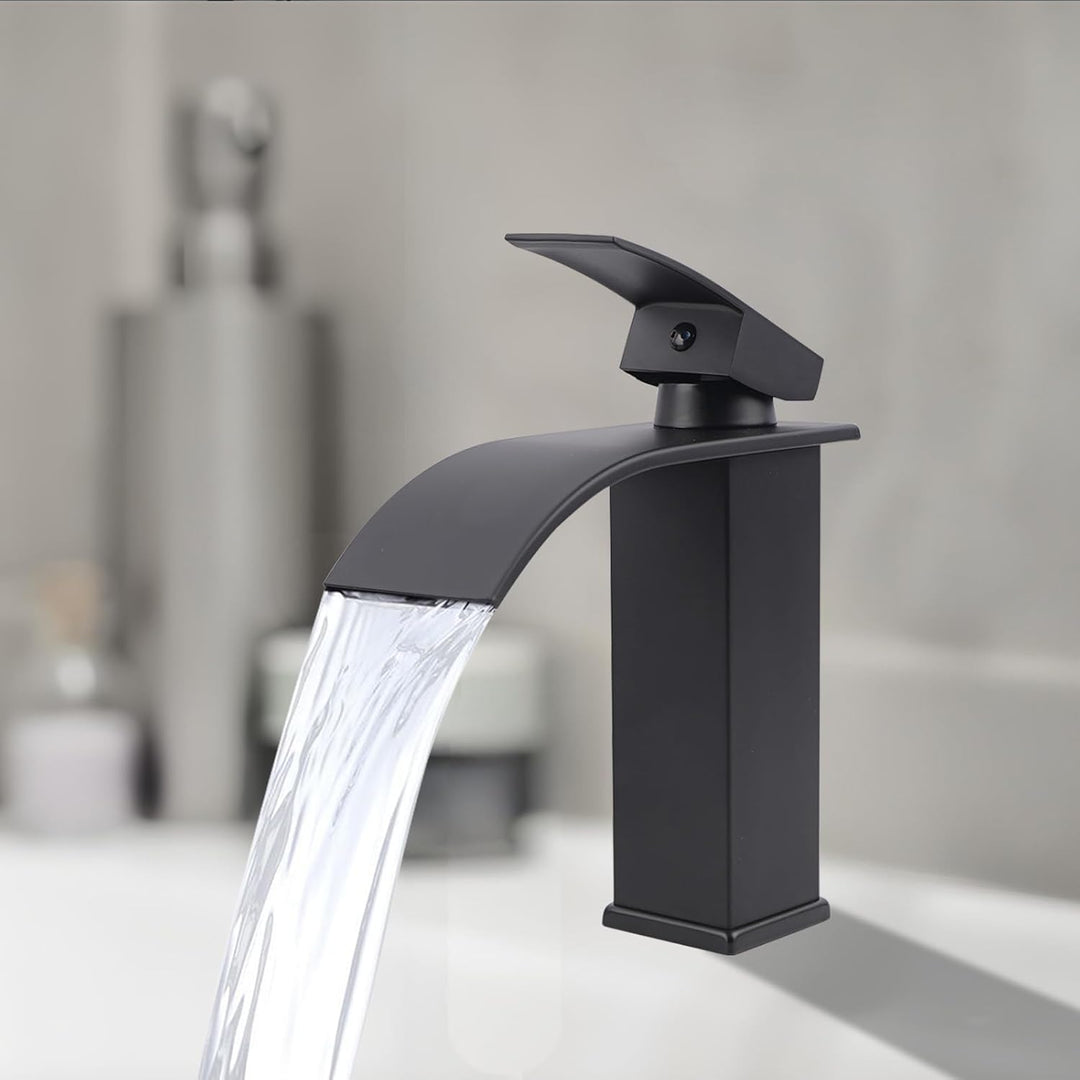 Wasserfall Wasserhahn aus Edelstahl Waschtischarmaturen Geräuschlose Wasserhahn Bad Einhebel Warmes