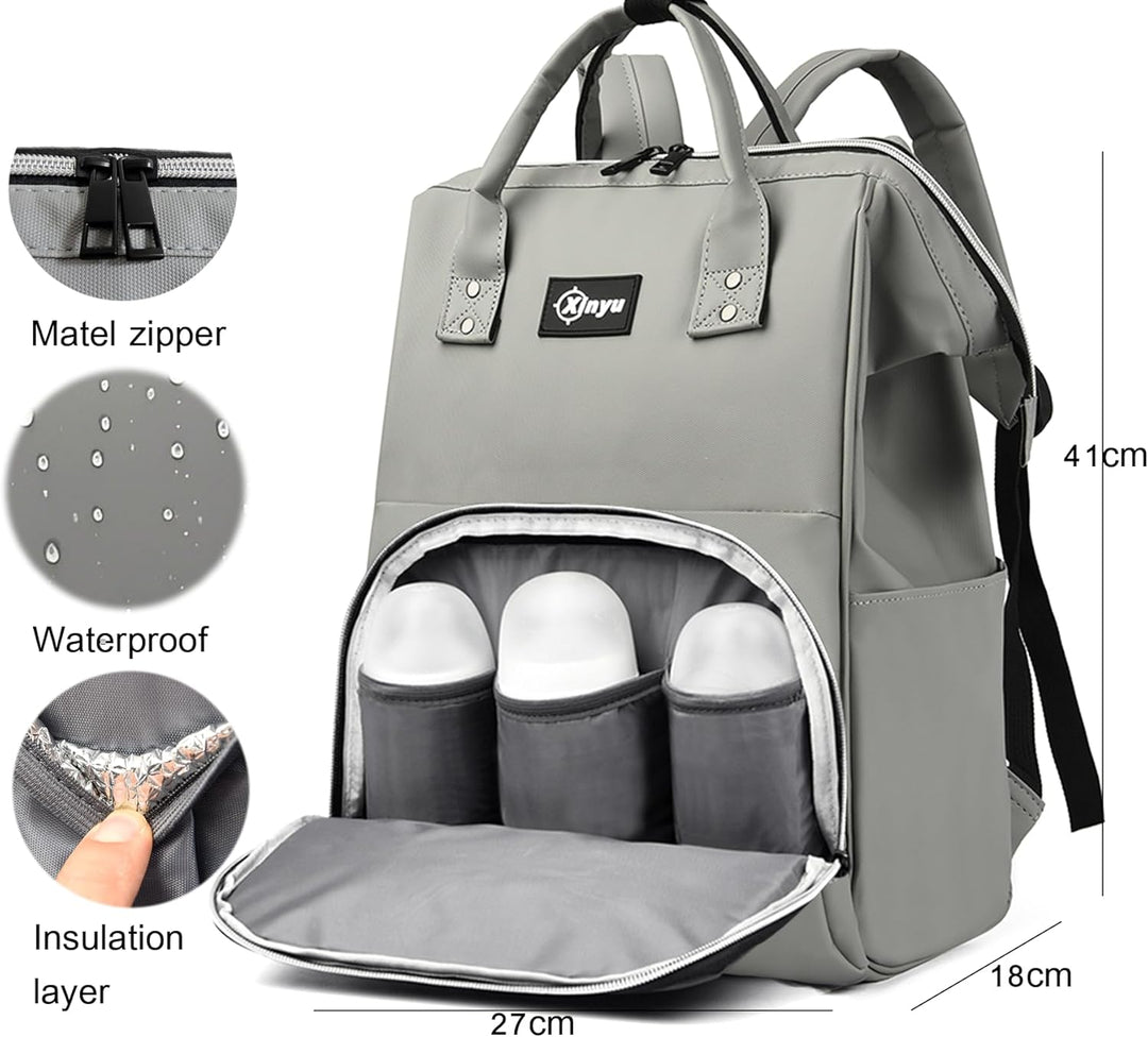 Baby Wickelrucksäcke, Wasserfester Windelrucksack mit Isolierten Fächern für Babys, Grosser Wickelru