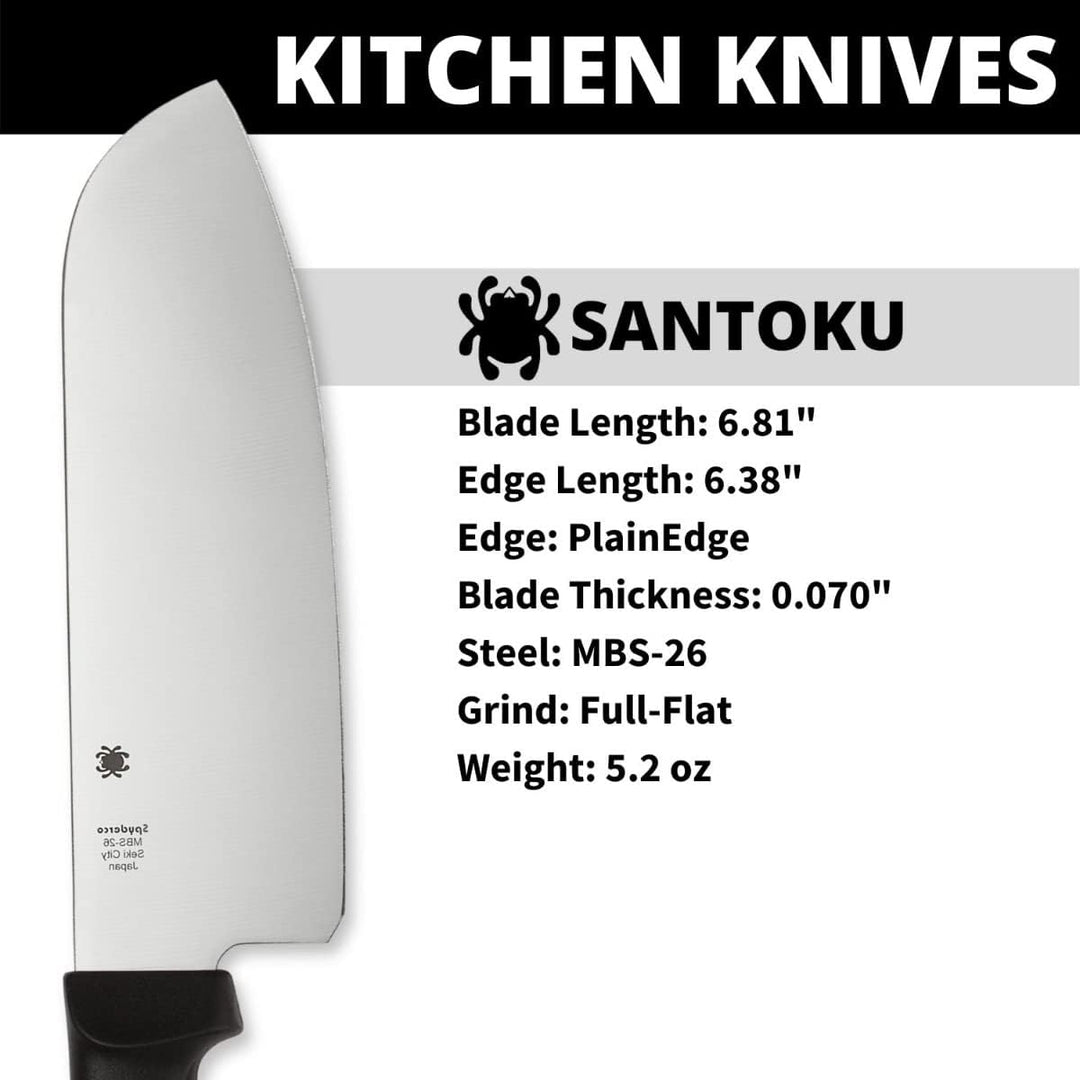 0 Spyderco - Küchenmesser - Klingenlänge: 17.14 cm - Santoku Plain Black