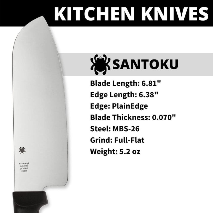 0 Spyderco - Küchenmesser - Klingenlänge: 17.14 cm - Santoku Plain Black