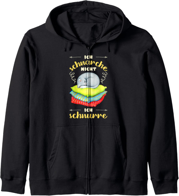Schlafshirt Katze Damen, ich schnarche nicht, ich schnurre Kapuzenjacke