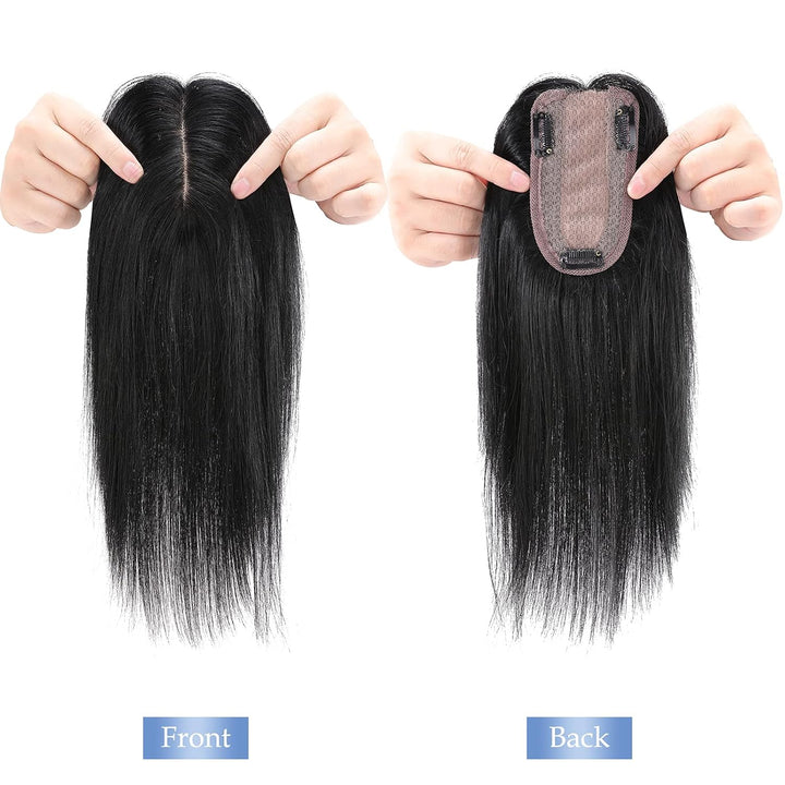 Silk-co Topper Extensions Echthaar Clip in Extensions Echthaar Toupet für Frauen Toupee Haarverlänge