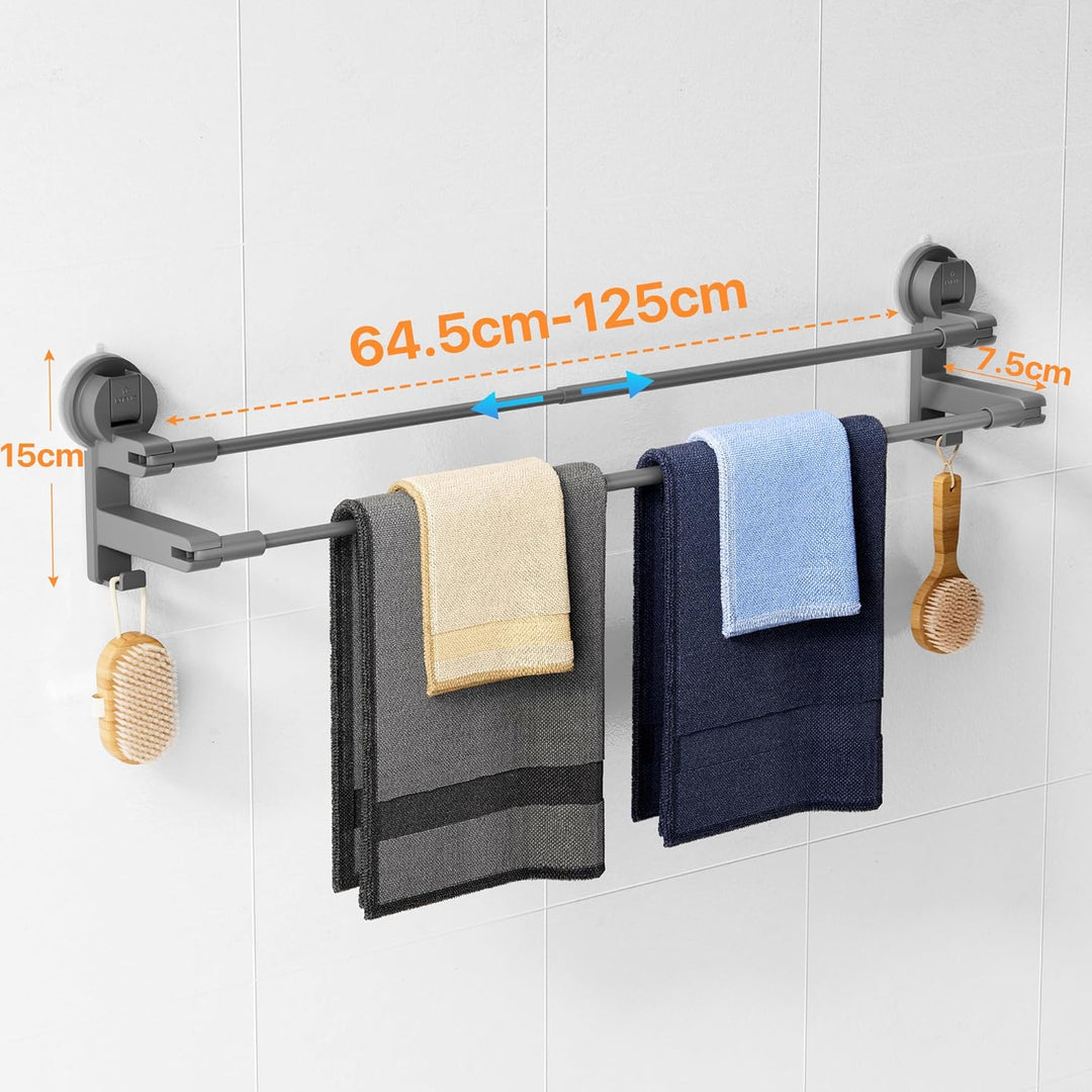 COCASES Handtuchhalter Saugnapf ohne Bohren Bad Handtuchstange Doppelt für Duschwand ohne Kleben Tow