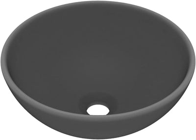 HOMIUSE Luxus-Waschbecken Rund Matt Dunkelgrau 32,5x14 cm Keramik Waschbecken Waschtisch Aufsatzwasc