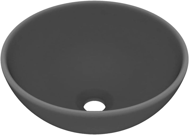 HOMIUSE Luxus-Waschbecken Rund Matt Dunkelgrau 32,5x14 cm Keramik Waschbecken Waschtisch Aufsatzwasc