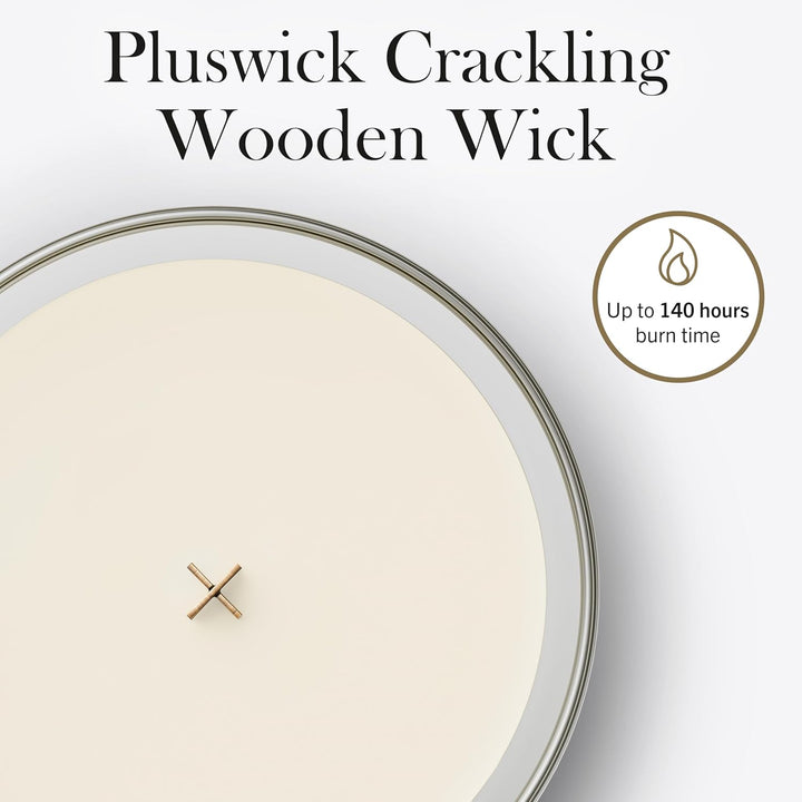 WoodWick Hourglass Grosse Duftkerze mit knisterndem Docht, bis zu 130 Stunden, Wachs, weiss (White T