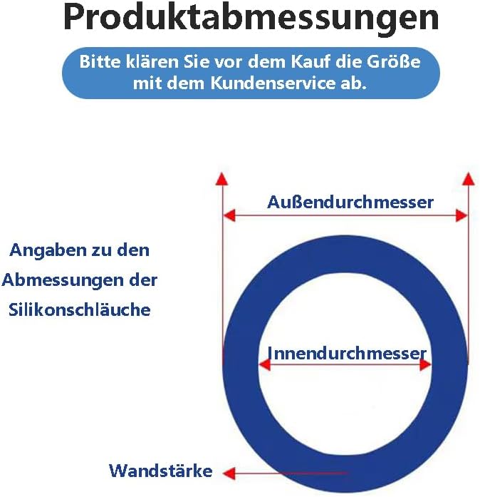Silikonschlauch, Industriequalität, weisser Silikonwasserschlauch, hochtemperaturbeständig, OD 8 mm,