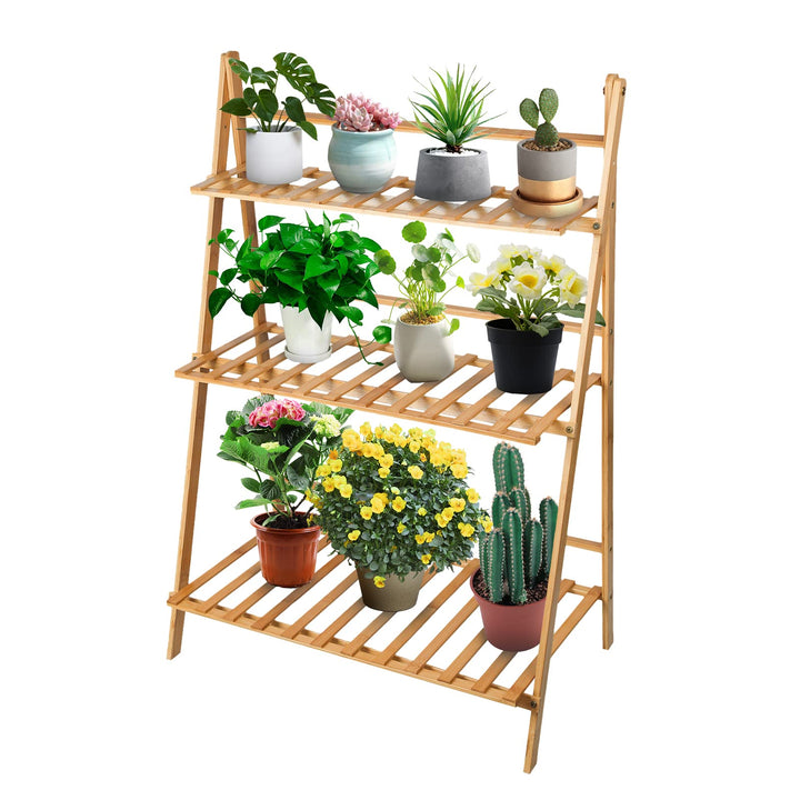 THINFAR Blumentreppe Holz, Blumenständer für innen draussen, 3-stufig, Blumentreppe Klappbar, Blumen