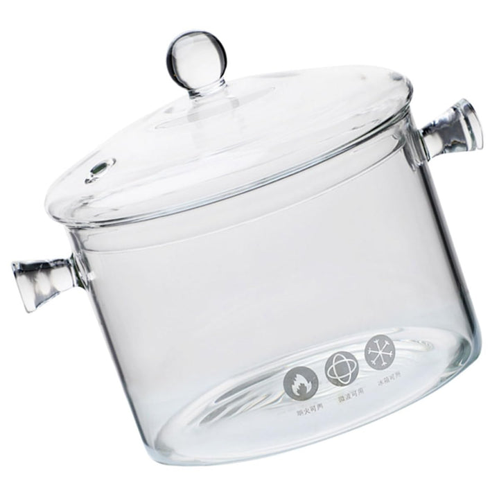 Glastopf mit Ergonomischem Griff 1500ml aus Hitzebeständigem Glas mit Deckel und Langsamer Wärmeable