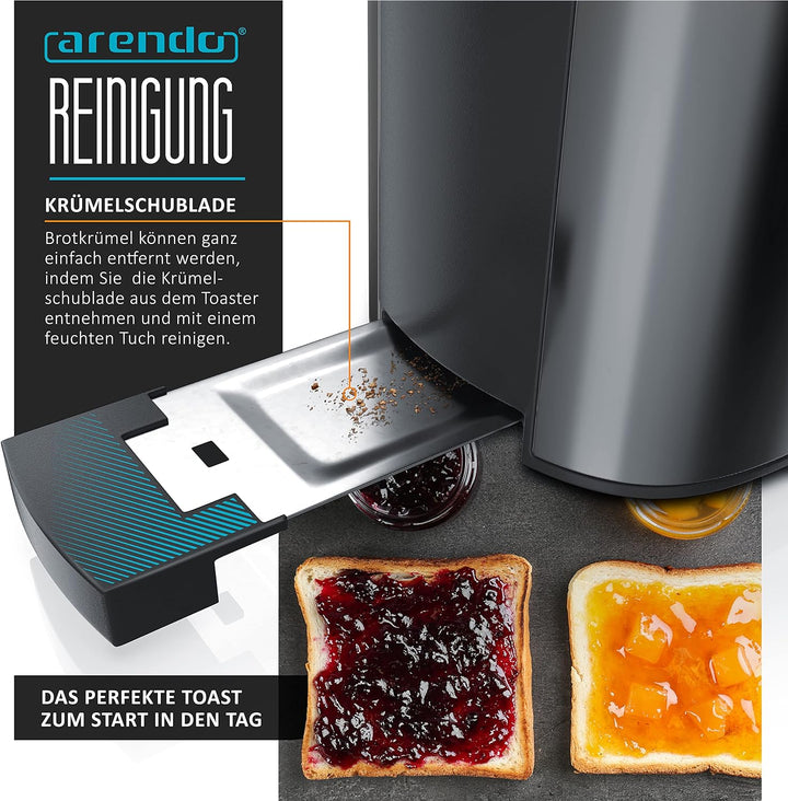 Arendo - Automatik Toaster Langschlitz - Defrost Funktion - Wärmeisolierendes Doppelwandgehäuse - in