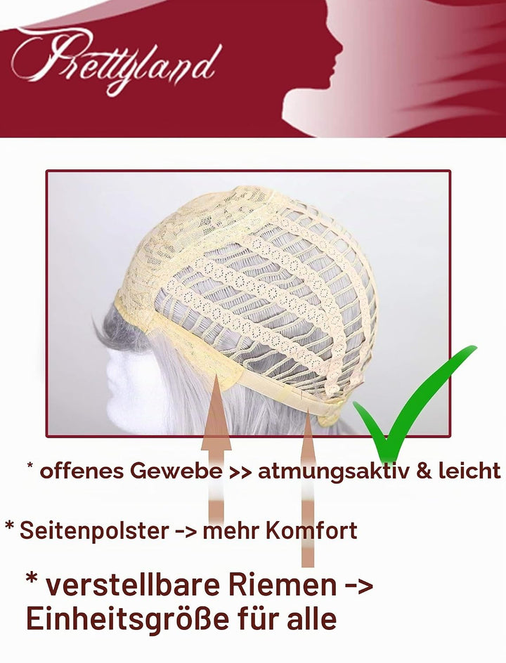 Prettyland Damen Glatte Gestuft ang-Haare natürliche Perücke Blond Wig für Alltag C1703