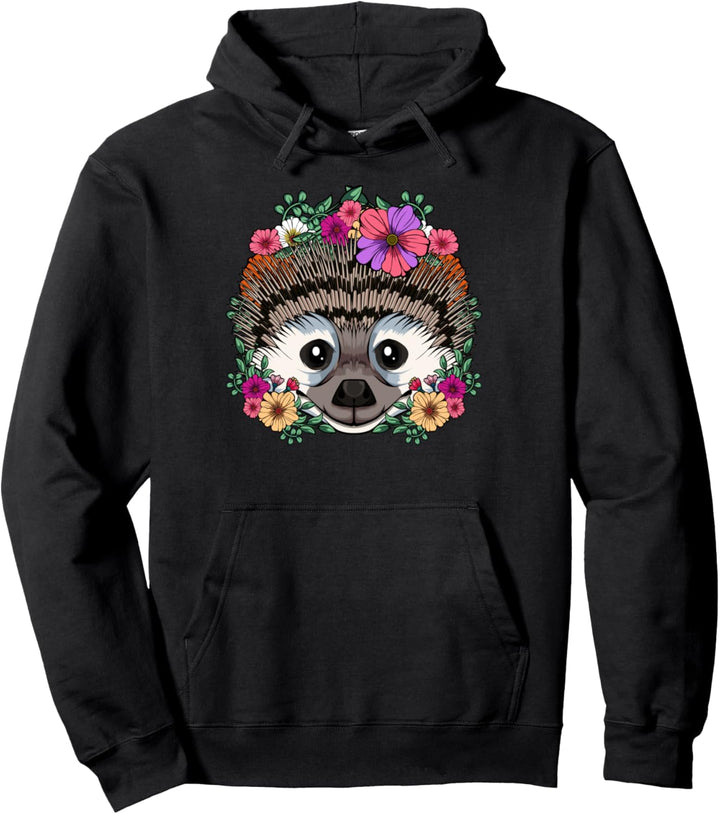 Igel Floral Stachelschwein Wald Tiere Blume Waldbewohner Pullover Hoodie