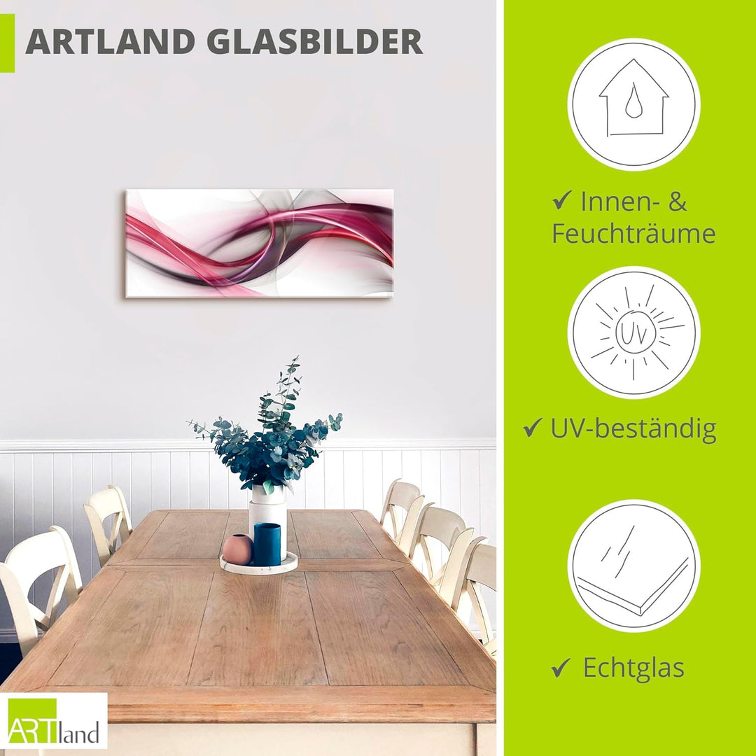 ARTland Qualitätsbilder I Glasbilder Deko Glas Bilder 80 x 60 cm Abstrakte Motive Muster Streifen Di