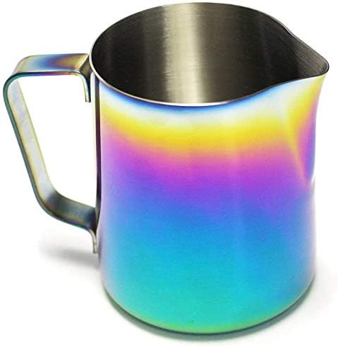 POEFT 350ML Edelstahl Milchschäumkrug überzogen, Espressomilchschaumkrug Kaffeekanne, Latte Art Cup