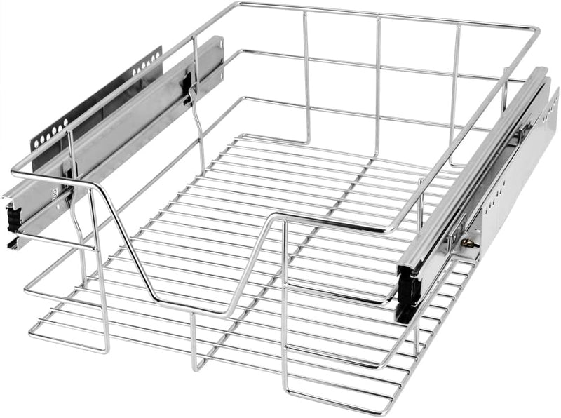 Casaria Küchenschublade 30 40 50 60 cm Verchromt 25 kg Belastbar Korbauszug Haushalt Teleskopschubla