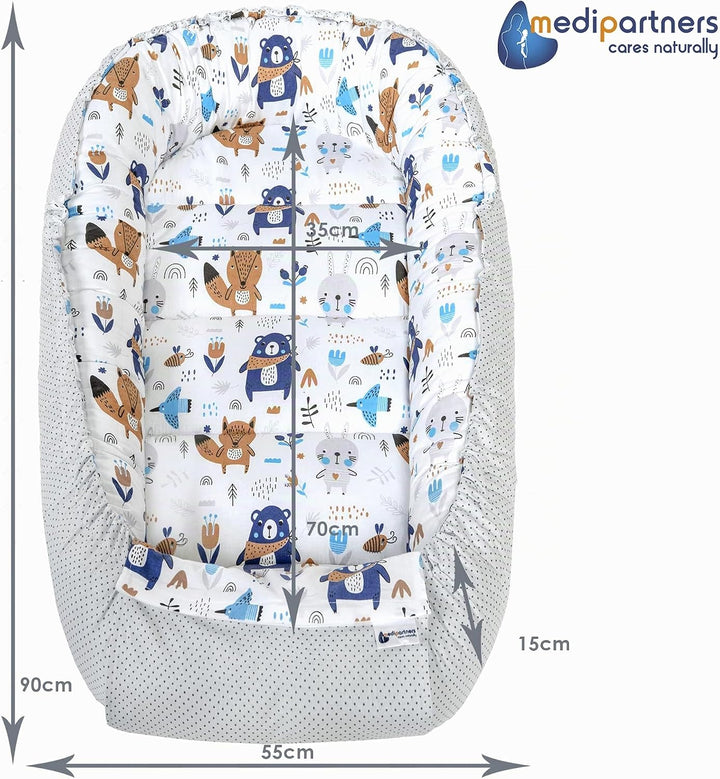 Medi Partners Babynest Kuschelnest Babynestchen 100% Baumwolle Nestchen Reisebett für Babys Säugling