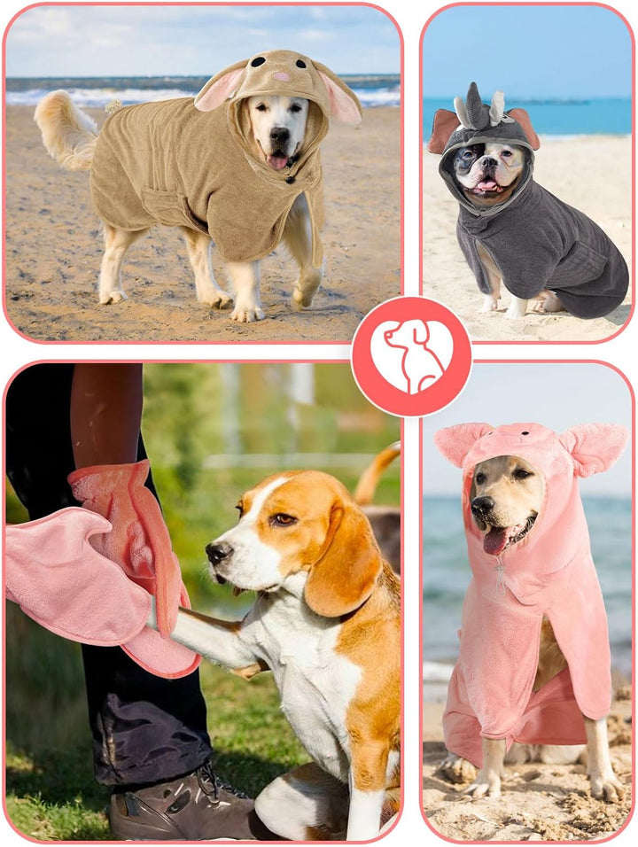 Hundebademantel Schnell Trocknend Badetuch aus Mikrofaser, Einstellbar Hundehandtuch mit Klettversch