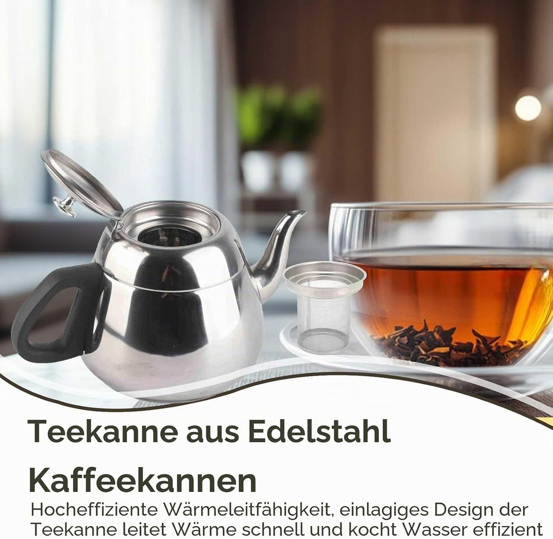 wasserkessel für holzofen, Wasserkessel Induktion 2L Teekanne Edelstahl mit Filter, camping holzofen