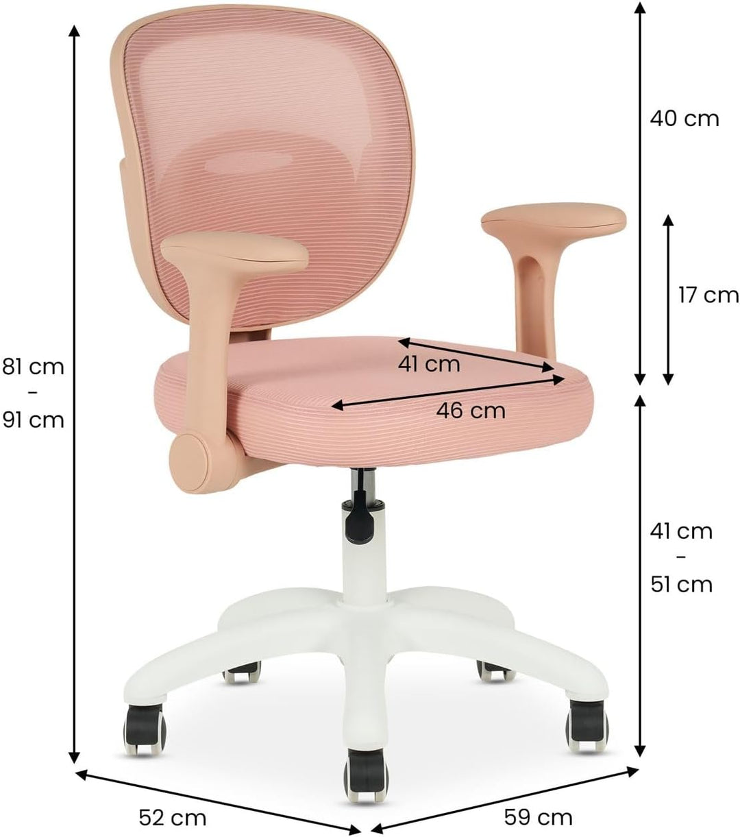IDIMEX Schreibtischstuhl für Kinder Amelia höhenverstellbar, Rosa – ergonomischer Bürostuhl für Kind