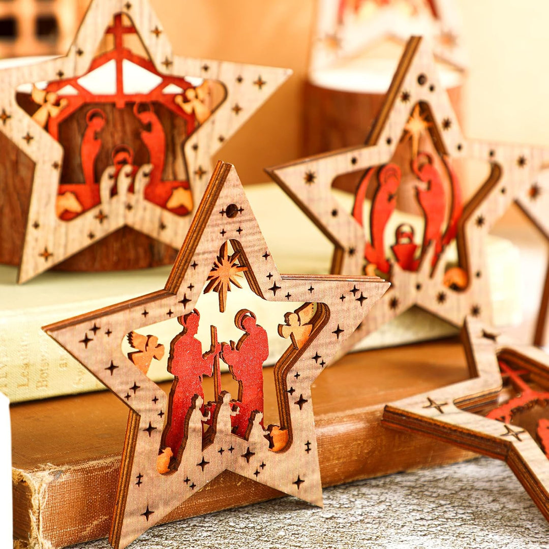 Spiareal Weihnachtskrippen-Ornamente, religiöse, christliche Geschenke, Holz, hängende Ornamente, St
