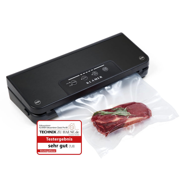 KLAMER Vakuumiergerät Classic Pro 80 - Vakuumierer für trockene oder feuchte Lebensmittel und Sous V