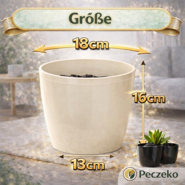 PECZEKO Glänzende Blumentöpfe - Deko Pflanztopf für Blumen &amp; Kräuter - Langlebige &amp; leichte runde Ku