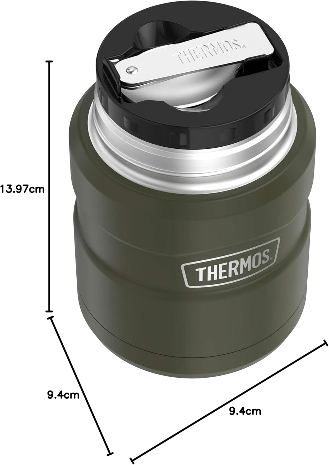 Thermos SK3000AGTRI4 King Food Jar mit Klapplöffel, Edelstahl, Armeegrün Armee-grün, Armee-grün